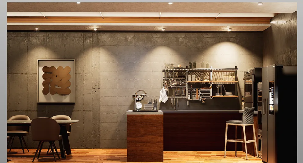 Kitchen and bar