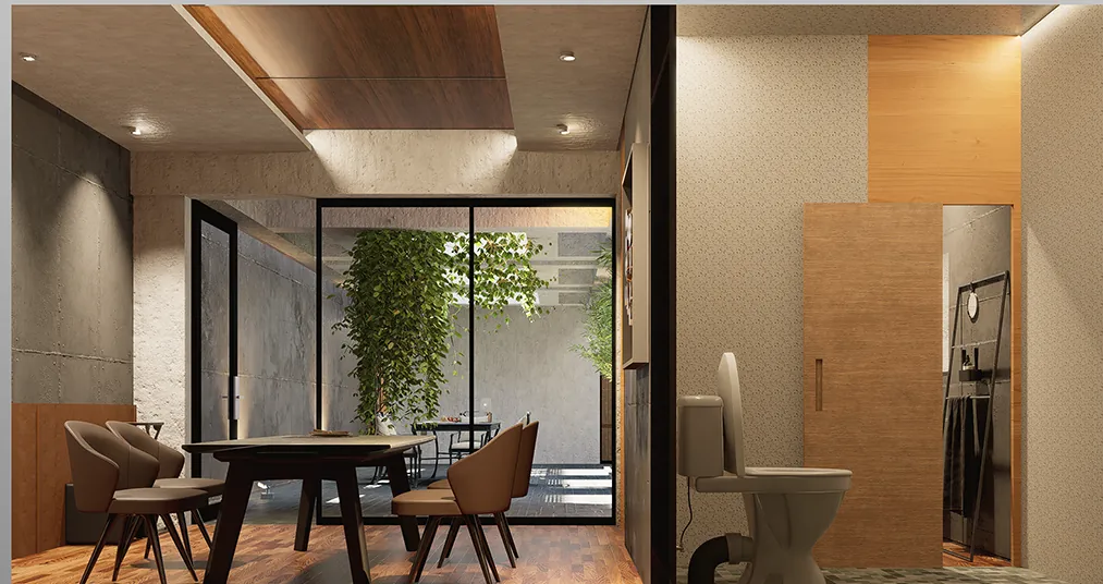 Dining room toward the courtyard
