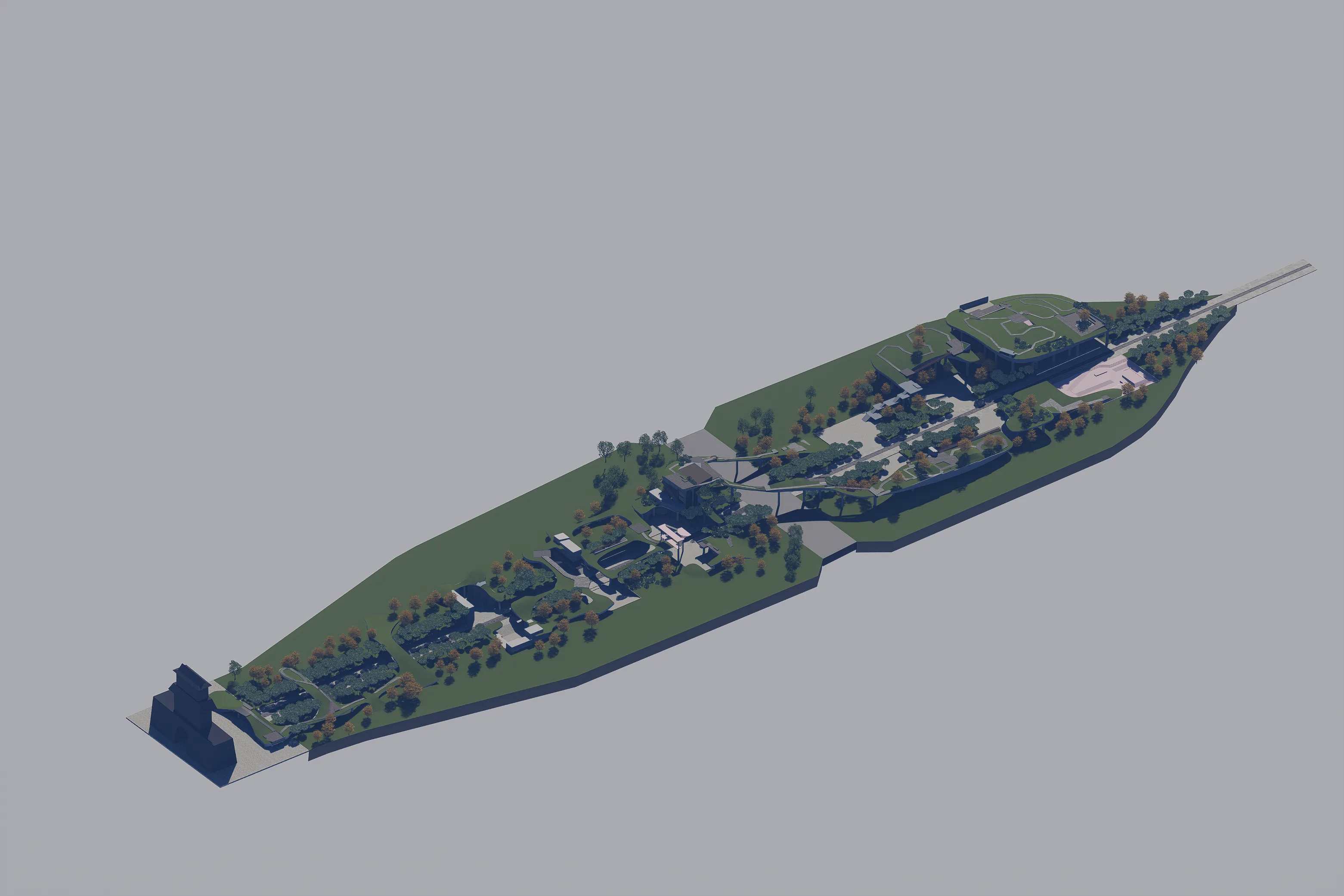 Axonometric of the whole linear park