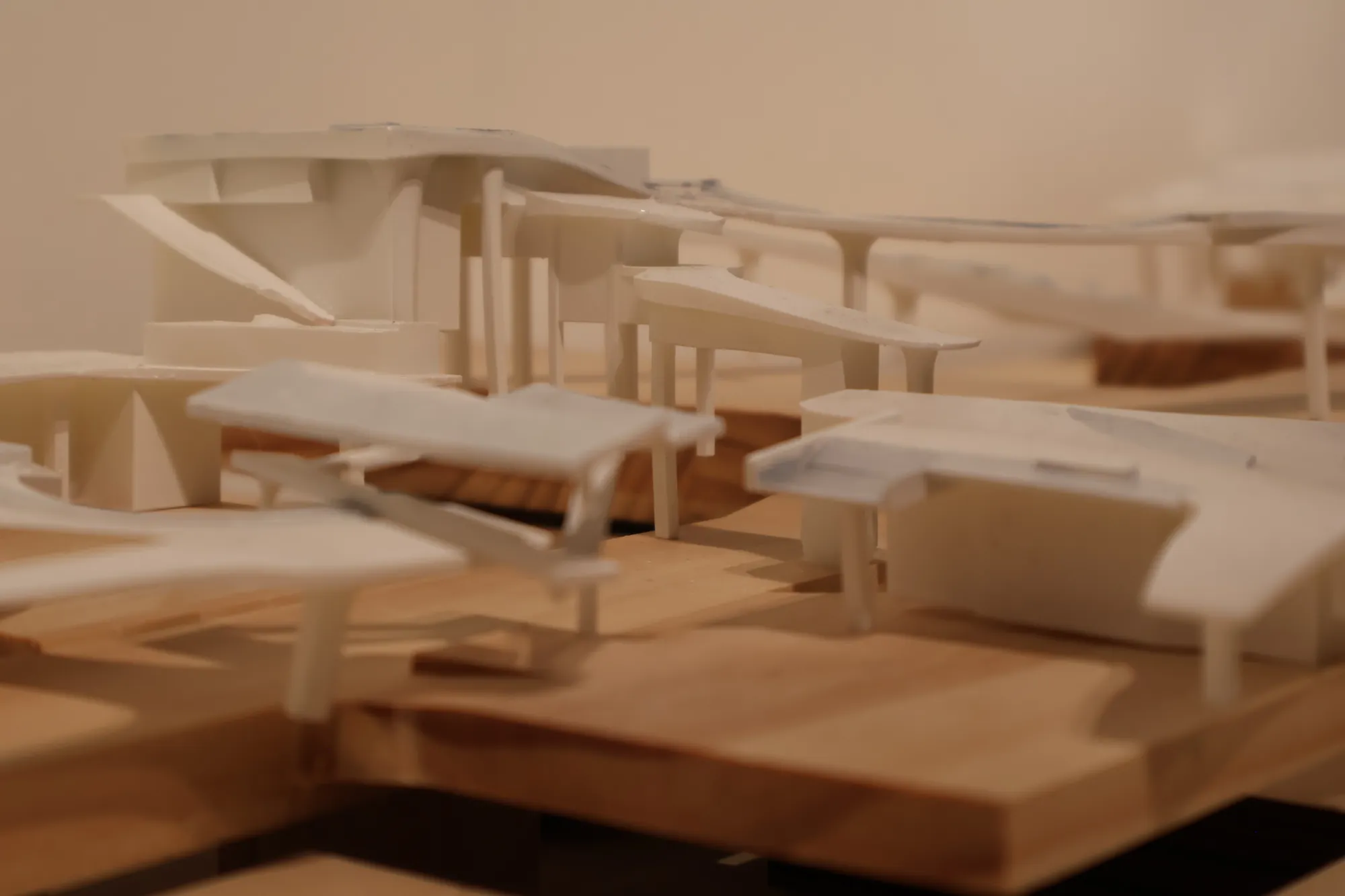 Elevated walkways from a low angle