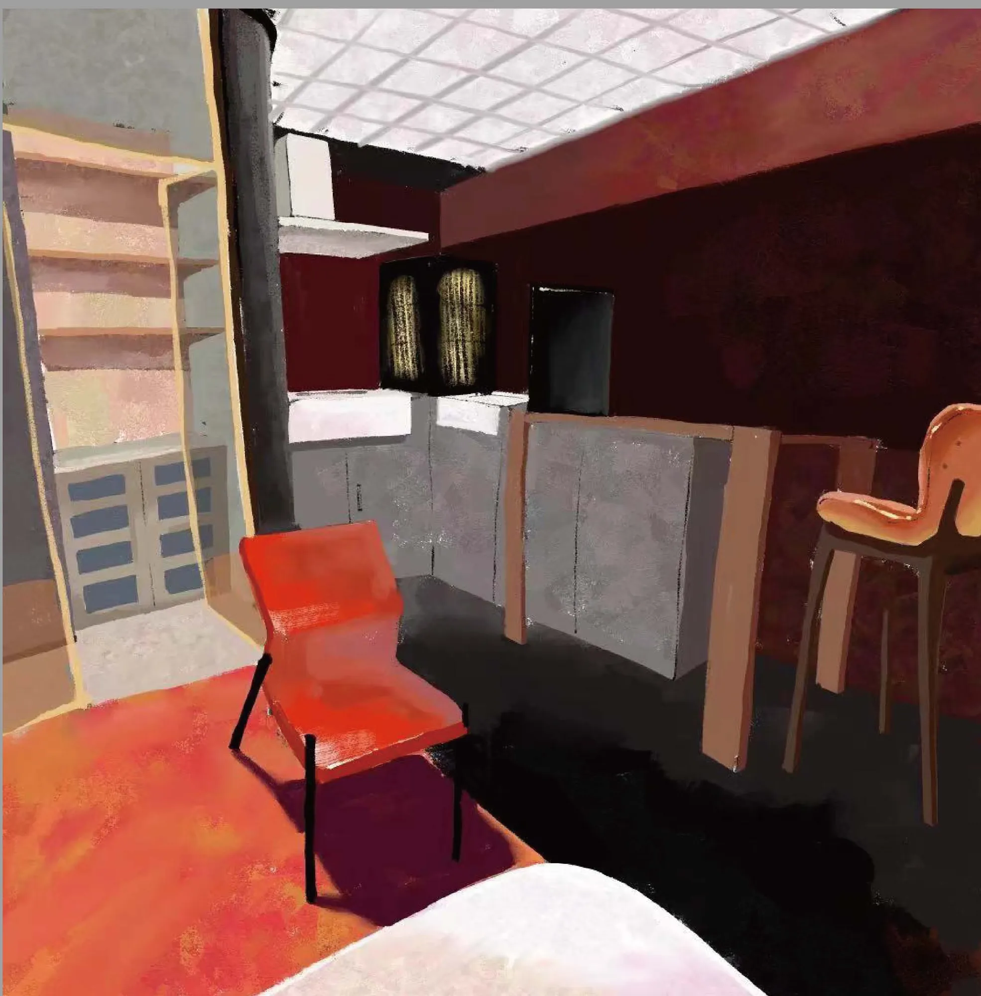 Another view from the reception room, facing the dining table and chairs